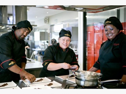 Keeping their cool in the kitchen during the national finals are (from left) Sanjeev Sewnarayan, Tracey-Lee Williams and Gcobisa Madolo from Mbango.