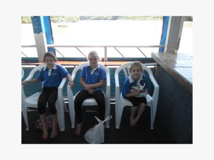 Port Edward Primary grade R girls (from left) Cassia Burger, Rebecca Wichmann and Amber van der Merwe enjoying the cruise up the Umtamvuna River.