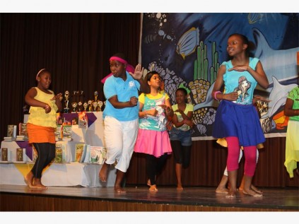 Port Shepstone Primary pupils (from left) Neliswe Nhleko, Mlondi Mkhize, Pearl Ngema,  Sonali Badrinath and Andisa Mzelemu captivate the audience with their Bollywood dance.