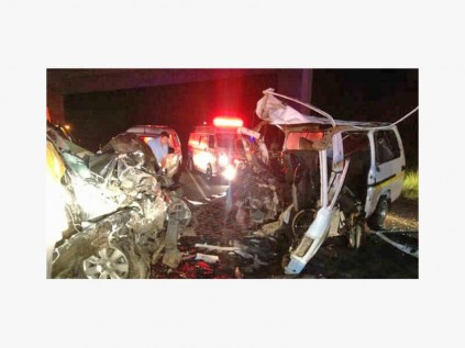 The collision involved a minibus taxi and a bakkie.