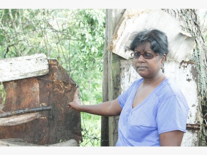 Friesland Drive resident Ranie Pillay shows how burglars cut her fence to gain entry onto her property. Luckily, they were disturbed and fled without stealing anything. 