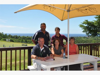 Southcity welcomes new teachers (back, from left) Clive Pieterse and Beejay Whelan, with Wikus Pretorius, Michelle Pieterse and Sheryll Abell seated at the new and improved Southcity Café, which is open each day and has proved to be a great meeting place for parents and visitors alike.