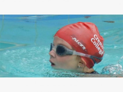 Keira Hooper swims breast stroke for Creston College at the recent gala where the standards were high.