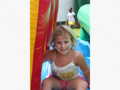 Erin Baker enjoys herself on the jumping castle.