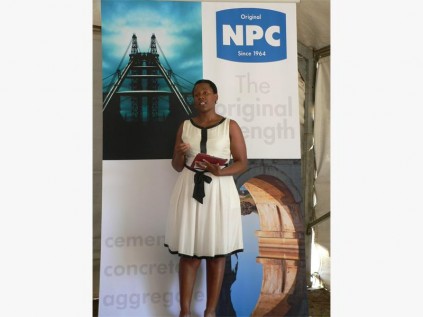 Thandi Khumalo of NPC addresses the pupils and teachers at Murchison Primary.