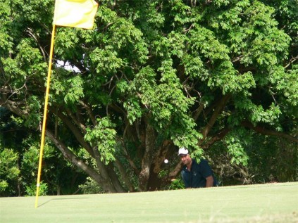 Gavin Sole chips from the trees at Empangeni for Southern KwaZulu-Natal against Zululand.
