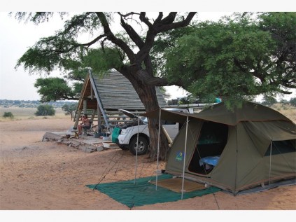 Our isolated campsite overlooking Mpayathutlwa pan in the Mabuasehube section of the Botswana side of the Kgalalgadi Transfrontier Park.