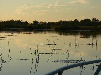 Exploring the delta by boat.