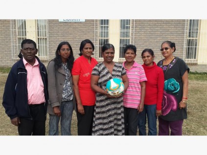 'Spain' team members (from left) Moses Moses, Kathleen Govender, Silvy Naidoo, Jo Reddy, Leah Moses, Roshnee Rampaul and Bommie Chinsamy are geared up for their match. SUBMITTED