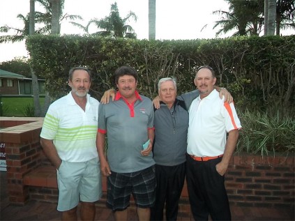 Dries Barkhuizen (left) with Frik van Zyl, Johan Erasmus and Marius Visser took first place with a score of 91 points to win the business day competition at Margate Country Club last Friday.