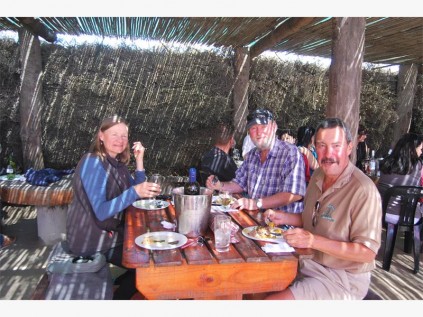 Fi, Ian and Bill enjoying a hearty breakfast.