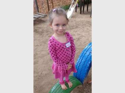 Creston pre-primary pupil Abby Allchin had a lot of fun in the sandpit on the first day of 'big school' last week.