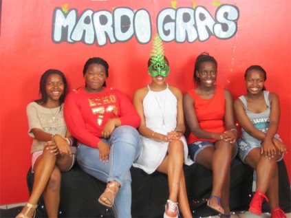Pupils from Creston College (from left) Fezeka Nzama, Sange Kango, Siyathokoza Zulu, Yolanda Mayeza and Sivuyisiwe Kango added a touch of glamour at the St Valentine’s Mardi Gras held at the school.