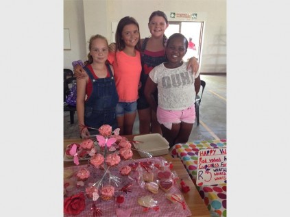 Gr 6 pupils (from left) Kelly Taute-Kotze, Jessica Botha, Jordan Grobler and Thathenda Mbili sold beautiful St Valentine's Day cakes and sweet treats at their stall last Friday.