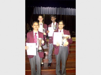 PSHS pupils (back, from left) Lente Venter (gr 10), Justin Parasuraman (gr 11), (front) Ashmi Lautan (gr 8) and Aadila Shaik (gr 9) were chosen as the best of the best from each grade.