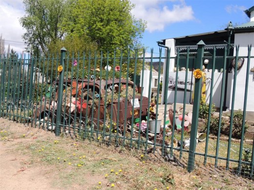 Flower power transforms an old car into a piece of garden art.