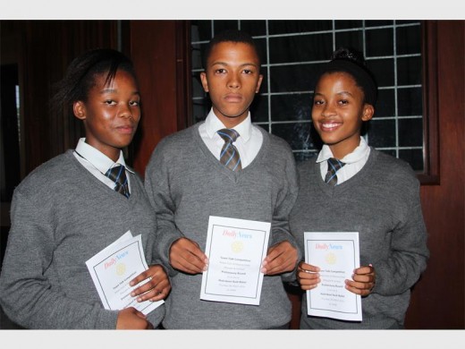 Pupils from Margate Middle School (from left)  Xola Mlandeil, Sihle Madondo and Sanda Makalima.