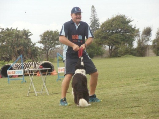 Lloyd Bristow and Tip Top thrilled pupils at Port Edward Primary last week when they demonstrated how clever and resourceful dogs can be when they are taught and handled properly.