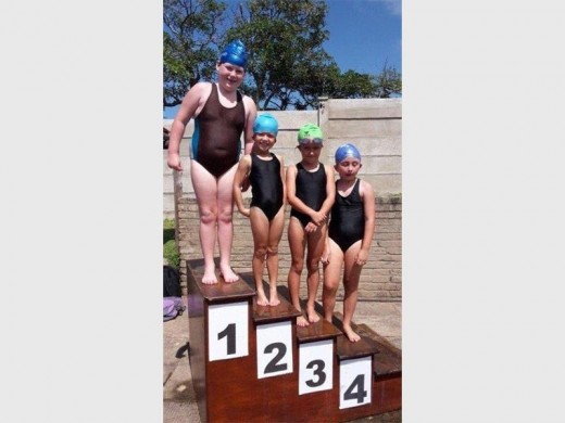 PEPS pupils (from left) Sarah Reardon, Amber Fourie, Freya Scorer and Ulani Joubert took top honours for their swimming event at last week’s well-attended foundation phase gala.
