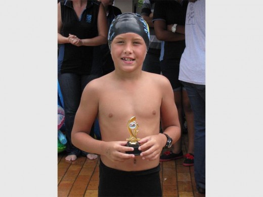 Shayden Gouveia won the best swimmer award for gr 2 boys.