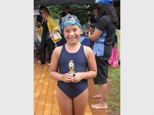 Trinity Gouveia was chosen as the best swimmer for gr 3 girls.