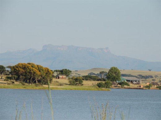 The pale view of mountains.
