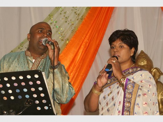 Classic tunes: Providing some classic Tamil music at the celebrations are Leon Rangasamy and Jane Govender from Durban. PHOTOS BY FRANK MOODLEY