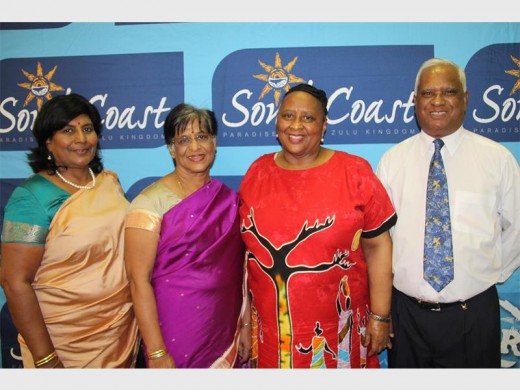 Welcome: HCM mayor Cynthia Mqwebu (second from right) is welcomed by members of the Port Shepstone Tamil Association during the Tamil New Year celebrations last Saturday. They are (from left) Dinah Naidoo, Daya Rangasamy and Bobby Naidoo. 8196SN