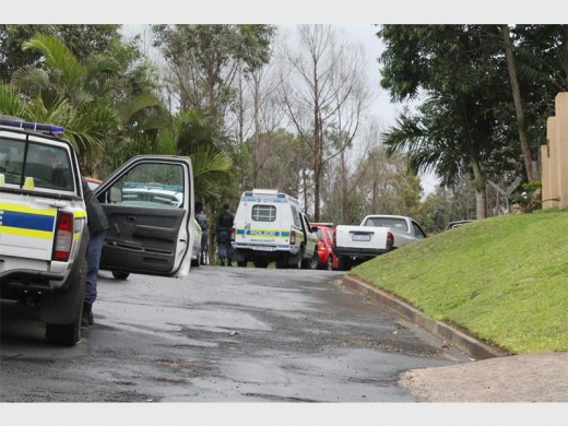 Police swarm River Road earlier today.