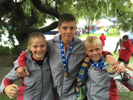 Talented trio: Relaxing after a race are (from left) Suné de Wit, Charles Thompson and Arno Smith.