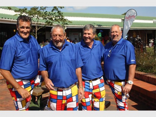 Flamboyant four: Brightening things up are Ekurhuleni golfers (from left) Johann Engelbrecht, Brian Tapinos, Hendrik Jordaan and Craig Smith. Johann and Hendrik almost won the event, getting counted out of first place.