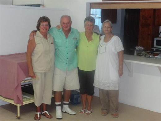 Triumphant: Winners of the ‘Brits and Boers’ last Saturday afternoon are (from left) Christine Faber, Rennie Geyer and Sheena Absalom with sponsor, Helen Slippers.