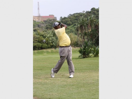 Whack: Patrick Mavundla tees off on the 13th at Port Shepstone CC,
