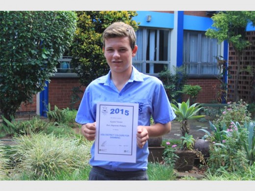 Keytin Vorster proudly displays his Ugu swimming certificate.