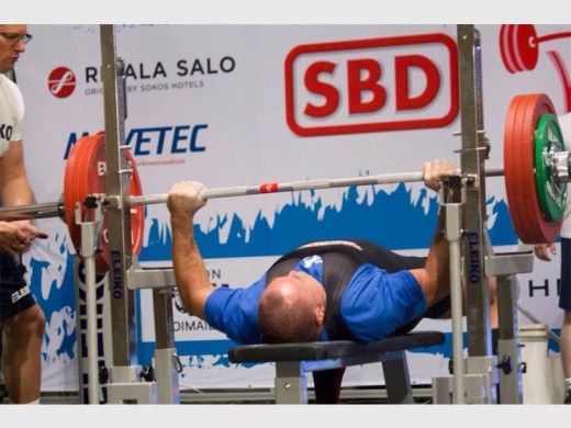 Strength: Gerhardus Oosthuizen in action at the World Championships in Finland.