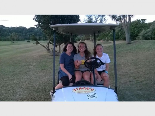 Birdie time: Checking on the golfers are (from left) Jess Price, Kelly van der Berg and Marzelle de Beer.