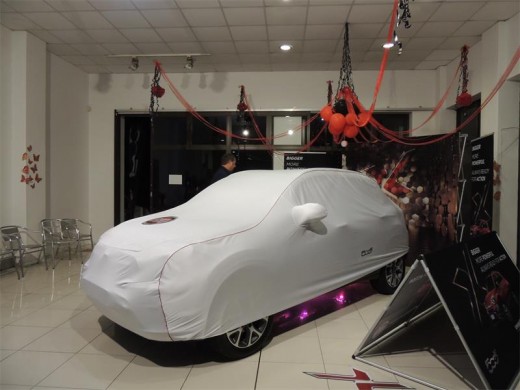 Under wraps: Thompson Motors prepares to introduce customers to an exciting new Fiat.