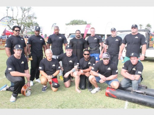 Musclemen: Organisers and competitors of the South Coast Strongman Competition are (back, from left) Selvan Naidoo, Tyson Jama, Senzo Mbambo, Sylva Naidoo, Terrence Viviers, Reece D'Oliviera and Leon van der Merwe, together with (from left) Chris Pieterse, Derrick Morris, Keegan Walsh, Diyesh Naidoo, Rory and Danie Jordaan in front.
