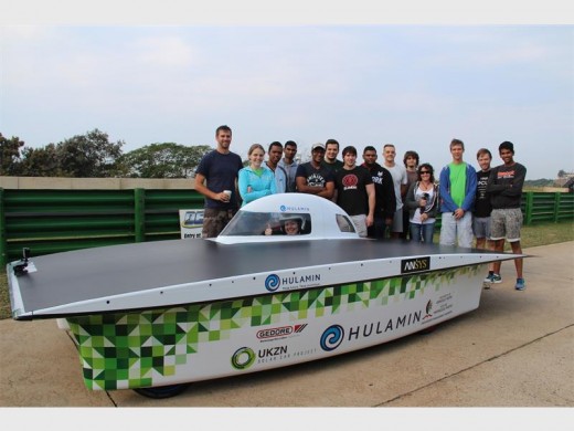 Going solar: Students from the University of KwaZulu-Natal test drove Hulamin, a solar powered car, at Dezzi Raceway last Thursday. 1043SN