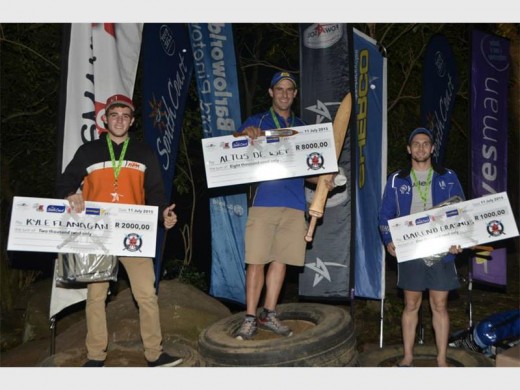 Winners: Taking the top three positions at the event are (from left) Kyle Flanagan (2nd), Altus de Wet (1st) and Barnard Erasmus (3rd).