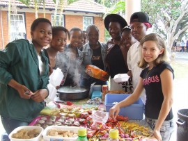 Tasty: Buyers Nokwanda Mzobe, Athenkosi Maya, Sanelisiwe Nqoko, Sonja Dlamini, Amahle Hlongwa, Izwile Dlamini, Olwethu Gqoli, Yanga Mgadlelwa and Nicole Schmidt  are tempted by the delicious goodies on offer at  the school's market day.