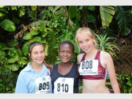 On the move: Nicolette Schlehmeyer (left), Rachel Siyangapi and Caitlyn Schlehmeyer placed twelfth, fourteenth and fourth at the provincial district' cross-country champs recently. The trio were the top three U15 runners in the Ugu district. The girls won the team prize and Caitlyn was selected for the KwaZulu-Natal team to take part in the national champs in East London this Saturday.