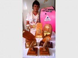 Trophy time: Dune Barker shows off his haul for the year.