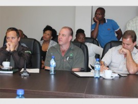 In attendance: Attending the Agri-Park meeting are (from left) Eric Peckham, Blaine Peckham and Allen Peckham of Outlook farm, members of the KwaZulu-Natal Banana Association.