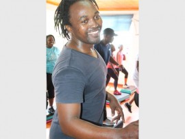 Feeling fit: Lucky Mathebula has lots of fun.
