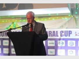 Host: Hibiscus Coast Municipality deputy mayor, Cllr Johnny De Wet, delivering a speech at the Mayoral Cup gala dinner held at Ugu Sports and Leisure Centre last Friday.