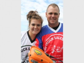 Special time: Ryan Pretorius with his daughter, Paige, gets ready to ride.