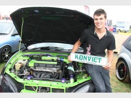 Roaring: Arno Labuschagne is proud of his car. 6979vee