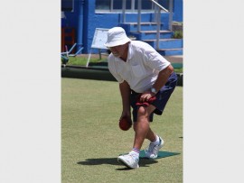 In action: Martiens Olivier of Margate Country Club seen in action during the Engel and Volkers sponsored men's fours bowling competition at Riverside Bowling Club last Friday. 9423SN