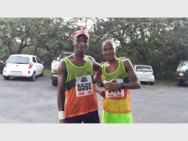 Friends: Delani Dlezi (left) and Londile Jonose after the recent South Coast Striders fun run.